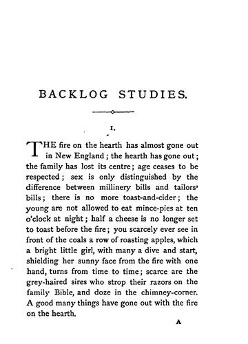 Cover for Backlog Studies