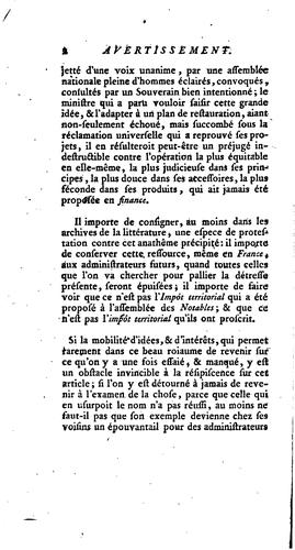 Cover for L'impot territorial, ou, La dixme roiale avec tous ses avantages