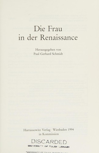 Cover for Die Frau in der Renaissance