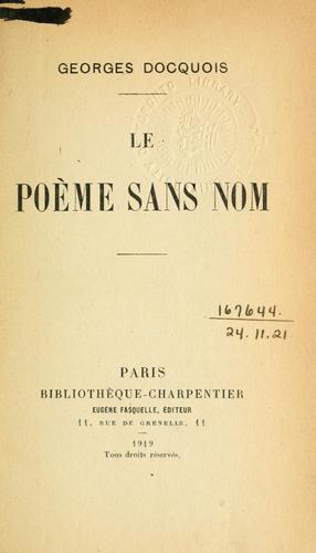 Cover for Le poème sans nom.