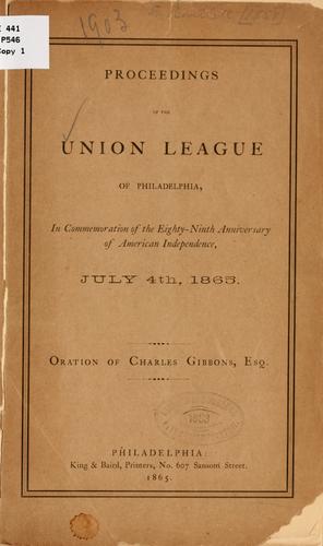 Cover for Proceedings of the Union League of Philadelphia