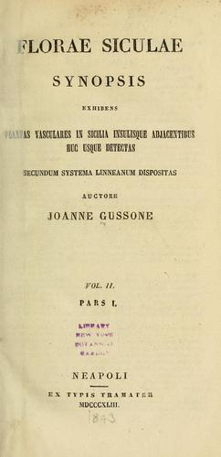 Cover for Florae siculae synopsis