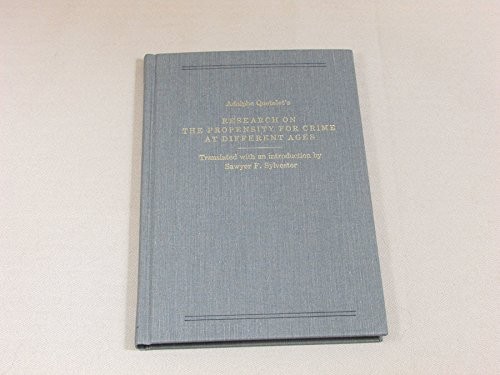Cover for Adolphe Quetelet's Research on the propensity for crime at different ages