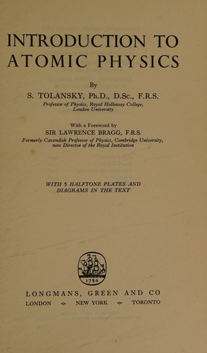 Cover for Introduction to atomic physics