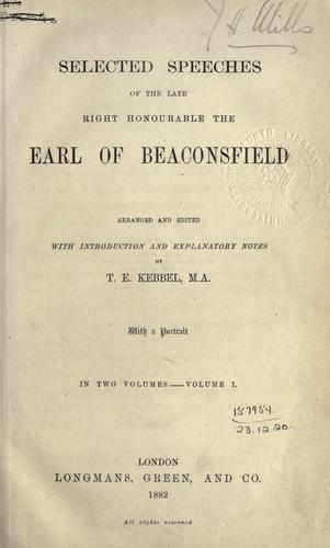 Cover for Selected speeches.