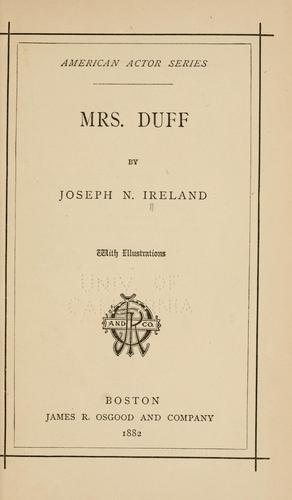 Cover for Mrs. Duff.