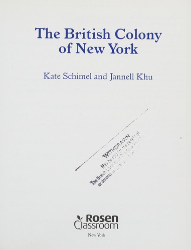 Cover for The British colony of New York