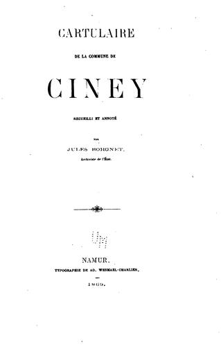 Cover for Cartulaire de la commune de Ciney.
