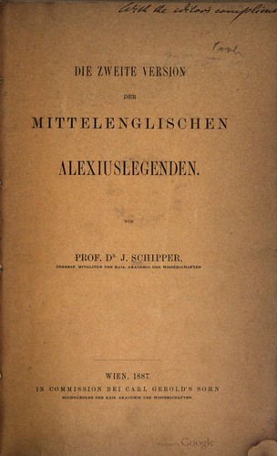 Cover for Die zweite Version der mittelenglischen Alexiuslegenden