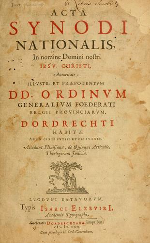 Cover for Acta Synodi nationalis, in nomine Domini nostri Iesu Christi ...