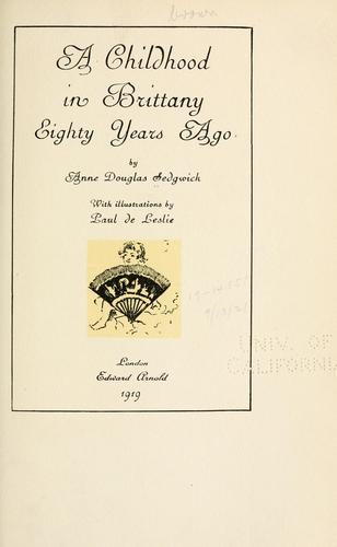 Cover for childhood in Brittany eighty years ago
