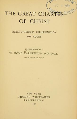 Cover for The great charter of Christ