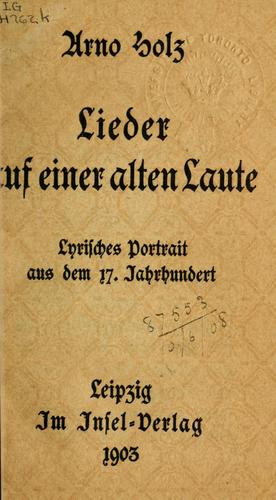 Cover for Lieder auf einer alten Laute.
