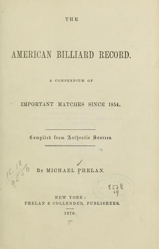 Cover for The American billiard record