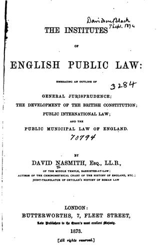 Cover for The institutes of English public law
