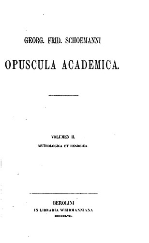 Cover for Opuscula academica