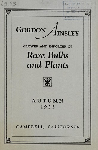 Cover for Gordon Ainsley, grower and importer of rare bulbs and plants