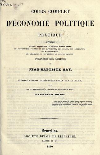 Cover for Cours complet d'économie politique pratique