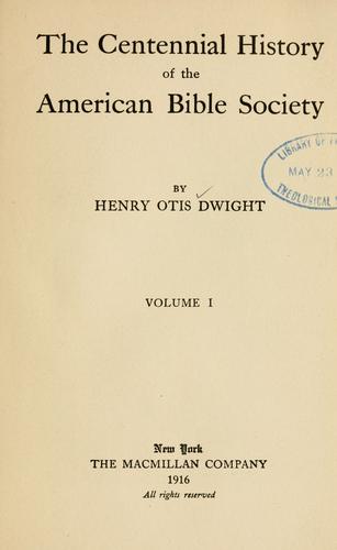 Cover for The centennial history of the American Bible Society