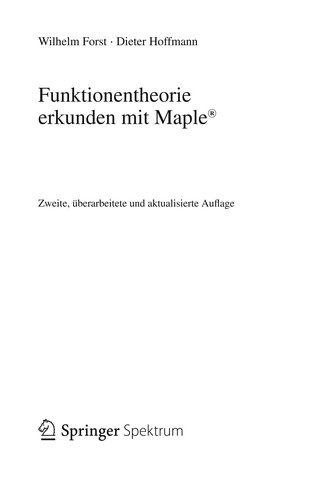 Cover for Funktionentheorie erkunden mit maple