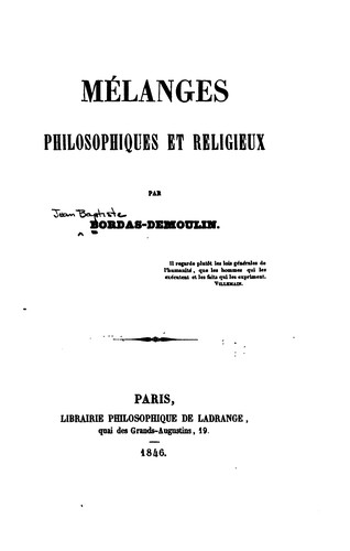 Cover for Mélanges philosophique et religieux