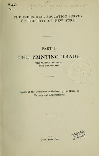 Cover for The industrial education survey of the City of New York