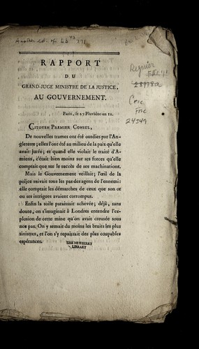 Cover for Rapport du grand-juge ministre de la justice au gouvernement
