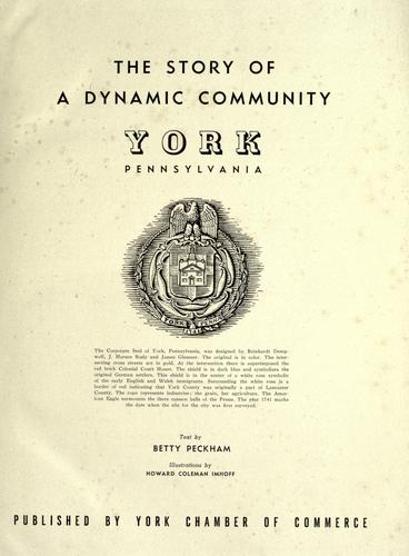 Cover for The story of a dynamic community, York, Pennsylvania