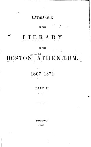 Cover for Catalogue of the Library of the Boston Athenaeum