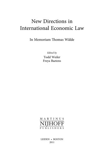Cover for New directions in international economic law