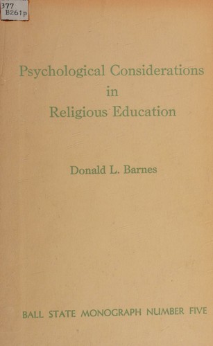 Cover for Psychological considerations in religious education