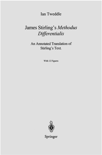 Cover for James Stirling's Methodus Differentialis