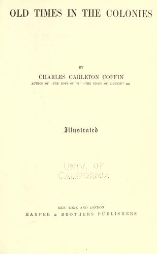 Cover for Old times in the colonies