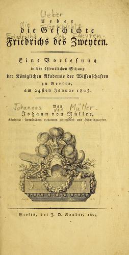 Cover for Ueber die Geschichte Friedrichs des Zweyten
