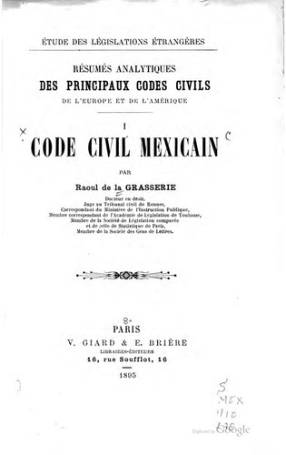 Cover for Code civil mexicain