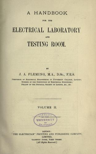 Cover for A handbook for the electrical laboratory and testing room.