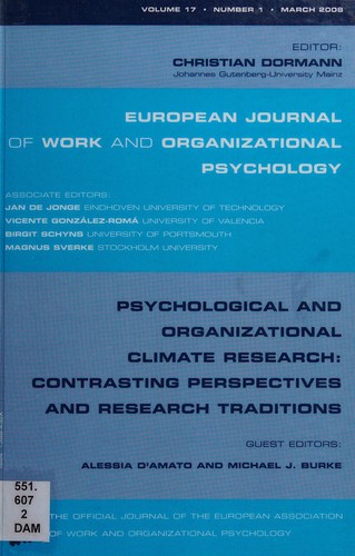 Cover for Psychological and Organizational Climate Research : Contrasting Perspectives and Research Traditions