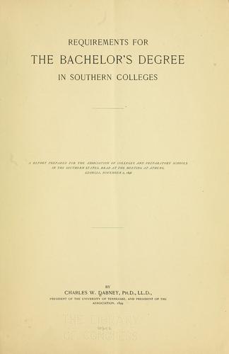 Cover for Requirements for the bachelor's degree in southern colleges