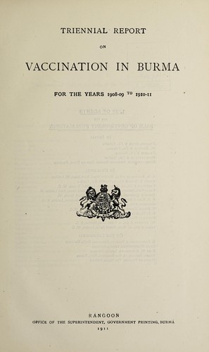 Cover for Triennial report on vaccination in Burma