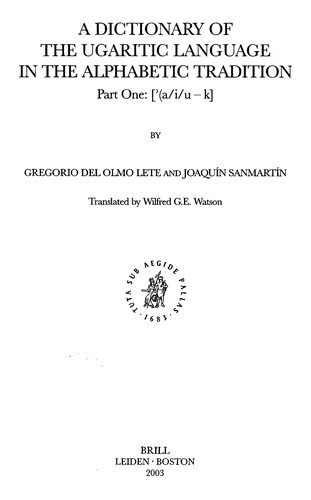 Cover for A dictionary of the Ugaritic language in the alphabetic tradition