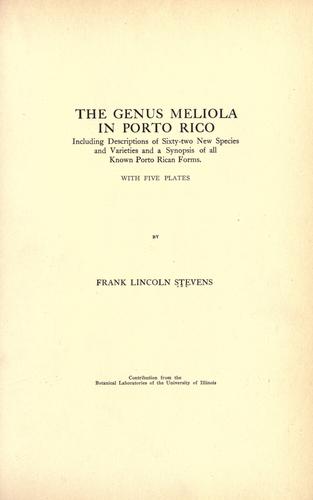 Cover for The genus Meliola in Porto Rico