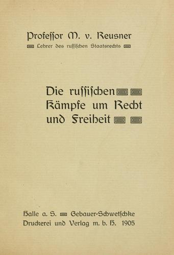 Cover for Die russischen Kämpfe um Recht und Freiheit