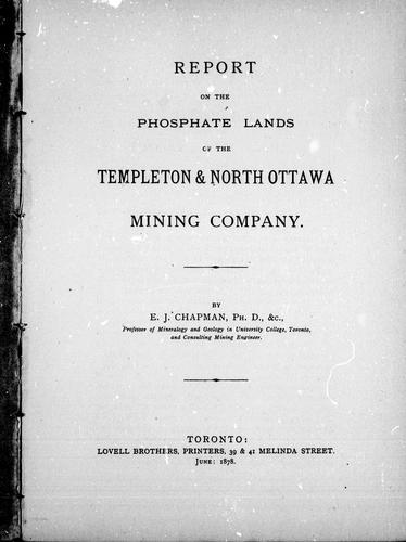 Cover for Report on the phosphate lands of the Templeton & North Ottawa Mining Company