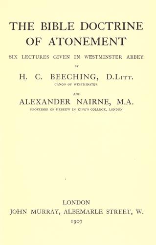 Cover for The Bible doctrine of atonement