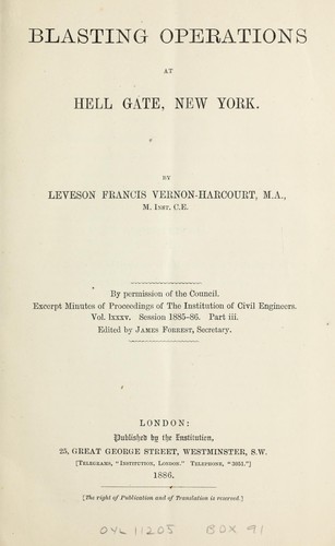 Cover for Blasting operations at Hell Gate, New York