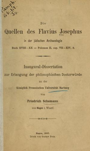 Cover for Die Quellen des Flavius Josephus in der jüdischen Archaeologie Buch XVIII-XX- Polemos II, cap. VII-XIV, 3.