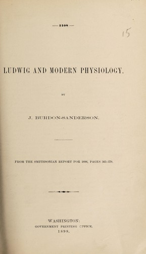 Cover for Ludwig and modern physiology