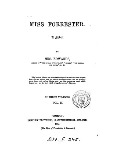 Cover for Miss Forrester