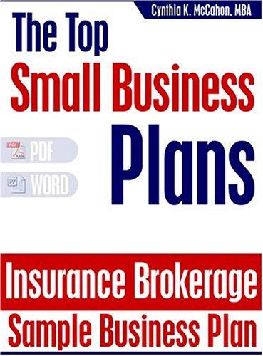Cover for Insurance Brokerage Sample Business Plan, 2004