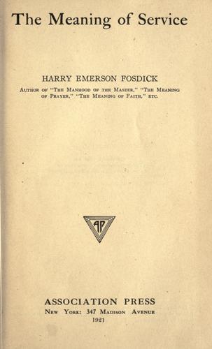 Cover for The meaning of service